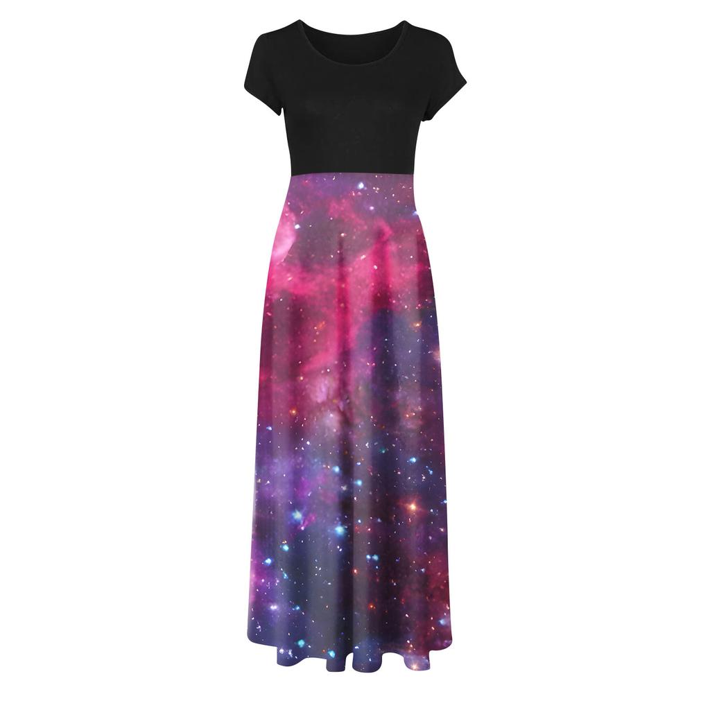 Женские модные повседневные свободные платья с круглым вырезом и коротким рукавом