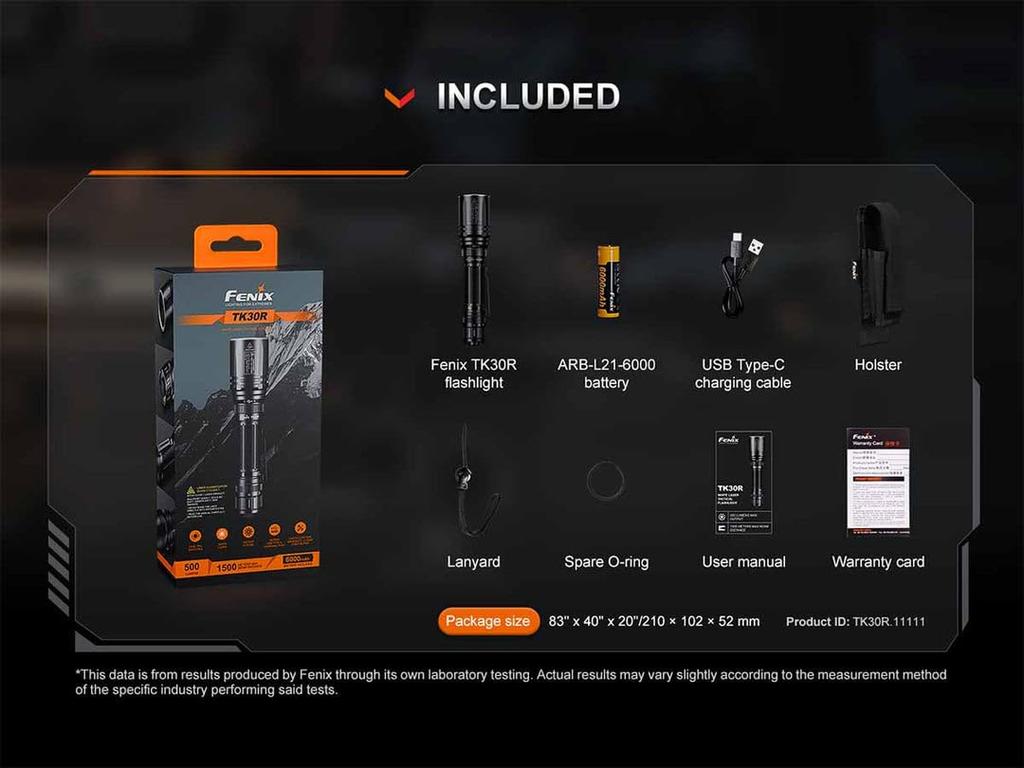 Fenix TK30R Maximum Beam Distance IP68 Waterproof and Class 1 Laser Flashlight, LEP, 1500m, Dustproof, USB-C Rechargeable,