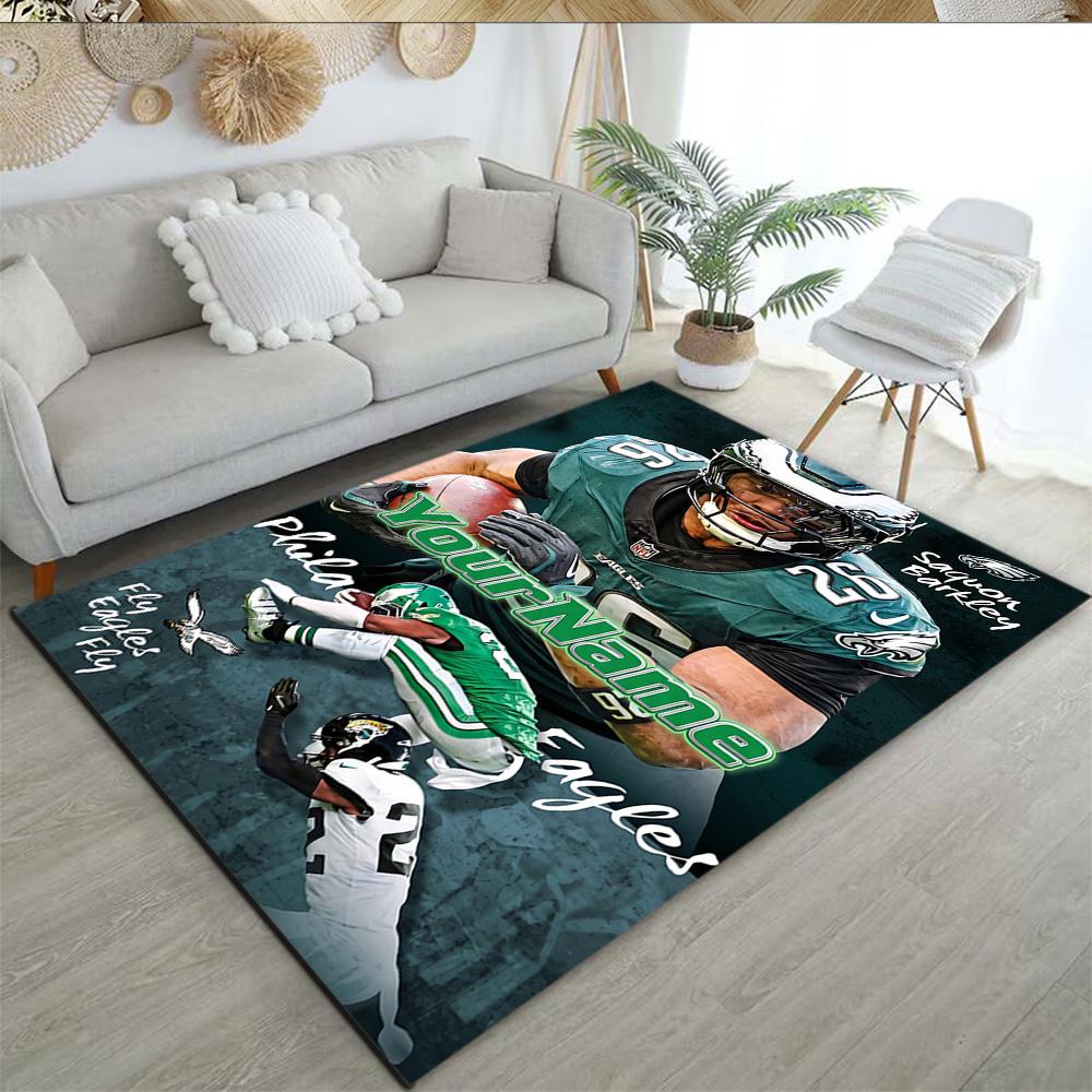 Philadelphia Eagles Customize Text Area Rug Suitable For Balcony Kitchen Dormitory Game Room Antislip Carpet Office Home Decor Spiritual Gift