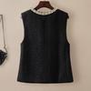 Women's Round Neck Lamb Wool Blend Single-Breasted Vest