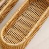 Oval Shape Tableware Storage Basket Retro Plastic Faux Wicker Tray Decorative Desk Shelf Baskets Desk Organization