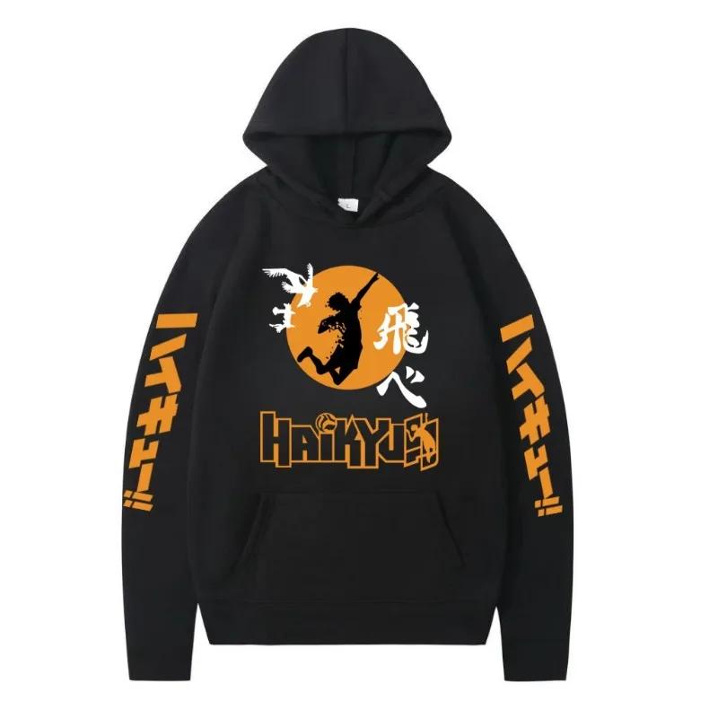Японская анимация Haikyuu Принтованное мужское худи Брендовое худи Y2K Одежда Винтажная мода Унисекс Пуловеры с длинным рукавом