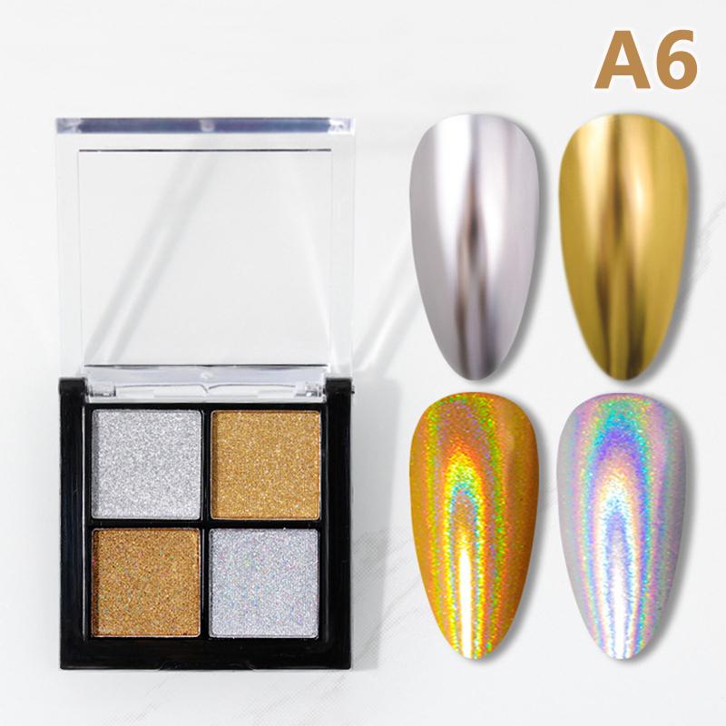 4 цвета Aurora Solid Mirror Shiny Nail Glitter Nails Uv Gel Polish Pigment Nail Art Decorations Accessories