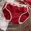 Ladies Spring and Autumn New Retro Plaid Bow This Year Cotton Red Panties