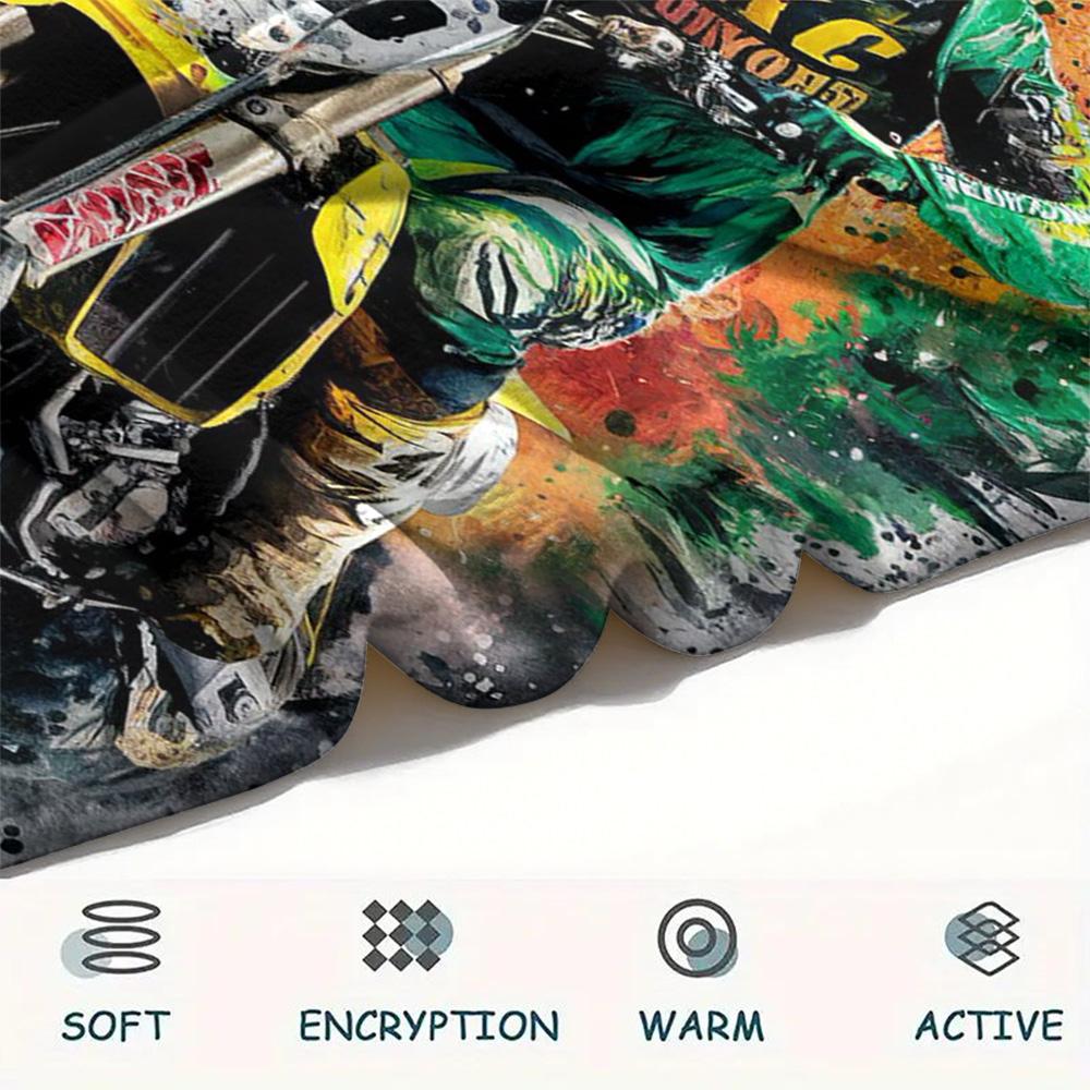 1Pc Motor trail op Print Flannel Blanket High Quality Warm Comfortable Cover for All Seasons Perfect for Gifts Home Decor