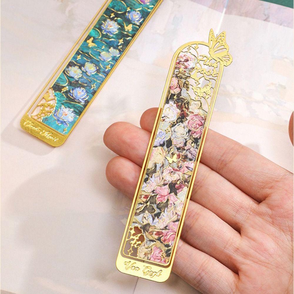 Hollow Metal Bookmark Oil Painting Pagination Mark Multifunctional Book Page Marker  Gifts