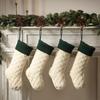 Large Knitted Christmas Stockings 18" Xmas Gift Stocking Hanging Decorations Festive Decor Candy Toys Bag Hanging Stocking for Mantel Window