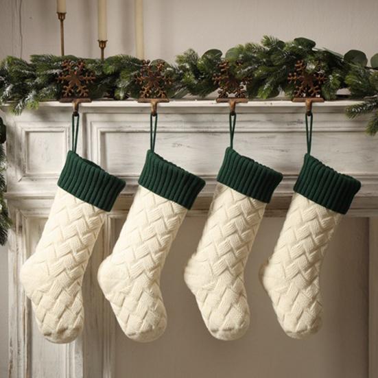 Large Knitted Christmas Stockings 18" Xmas Gift Stocking Hanging Decorations Festive Decor Candy Toys Bag Hanging Stocking for Mantel Window