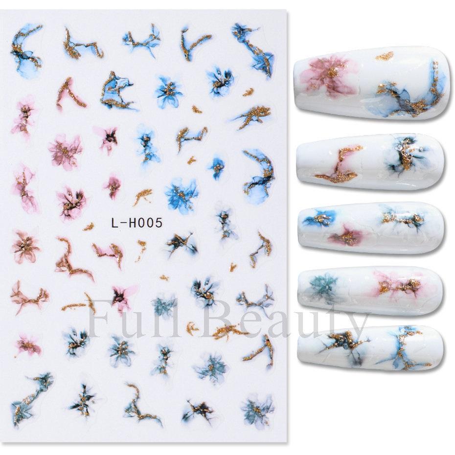 3D золотые наклейки для ногтей цветочные растения наклейки для ногтей цветочные мраморные цветочные ползунки маникюрные украшения