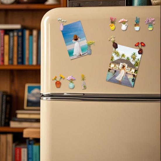 5/7/8 шт. Мини-керамическая ваза Магнит на холодильник Дом Офис Кухня Шкаф Холодильник 3D Миниатюрная ваза для цветов Горшок Магнитное украшение Орнамент