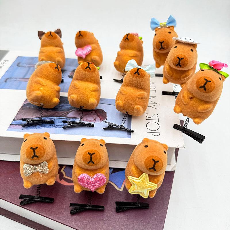 10 шт., симпатичная заколка для волос Capybara, пружинная шпилька, случайные аксессуары для волос Duckbill, детские аксессуары для волос