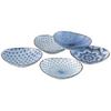 Mino Ware Bowls, Plates, and Platters, Approximately 14 X 12 Cm, Set of 5, Antique Dyeing Pattern, Made In Japan, Product Number 20639