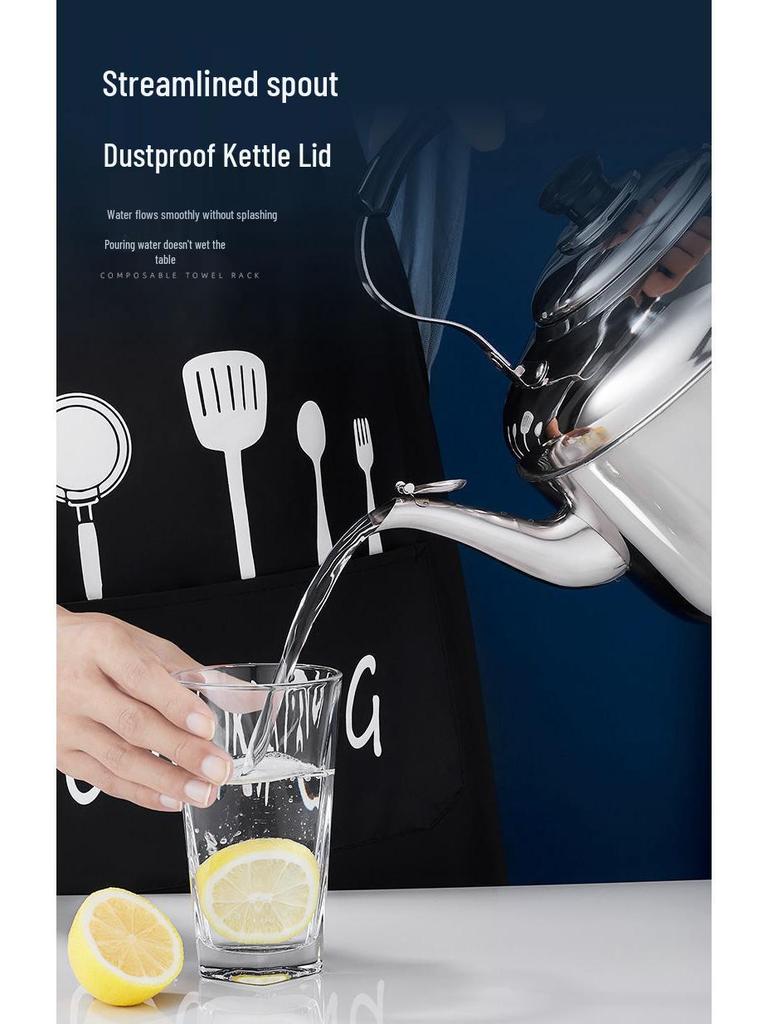 Чайник из нержавеющей стали 304 большой вместимости со свистком для газовых, открытых и индукционных плит.