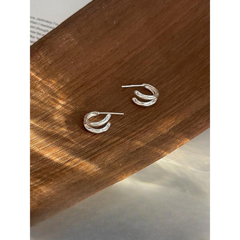 Серьги S925 Высококачественные серьги-кольца в стиле Cold Ins из стерлингового серебра Серьги Niche Design Круглые серьги неправильной формы