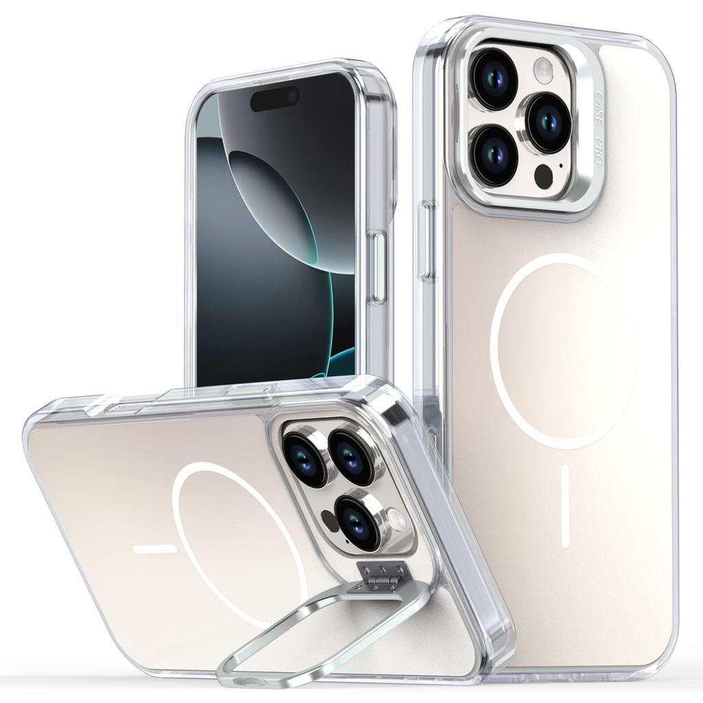 For iPhone 16 Pro Max Case Compatible with MagSafe TPU+Acrylic Phone Cover with Lens Frame Kickstand