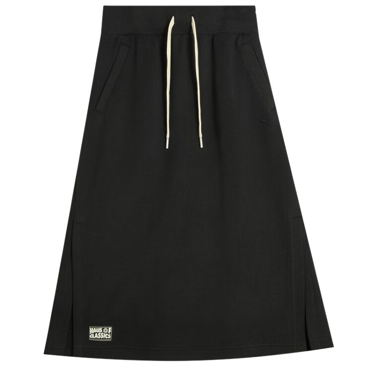 Puma Select Classics Серия Haus Of Classics Ленивая мода Универсальная Простая Свободная Повседневная Длинная юбка Женские юбки Черный 631565-01