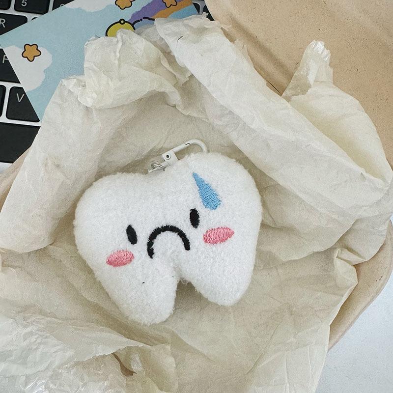 Милый мультяшный зуб плюшевый брелок Kawaii мягкий кулон Keychian креативный рюкзак украшения аксессуары подарки