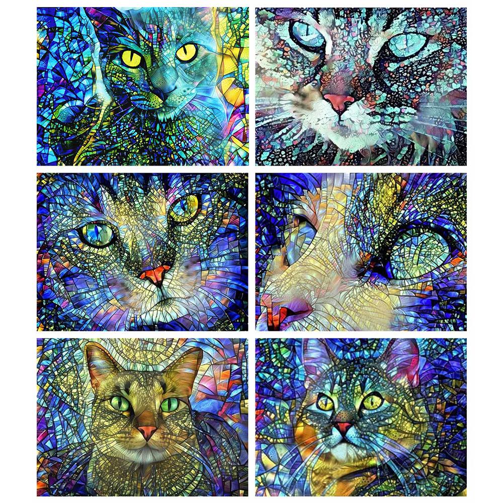 DIY 5d алмазная живопись кошка полная квадратная/круглая дрель Алмазная вышивка крестиком животное мозаика картина домашний декор