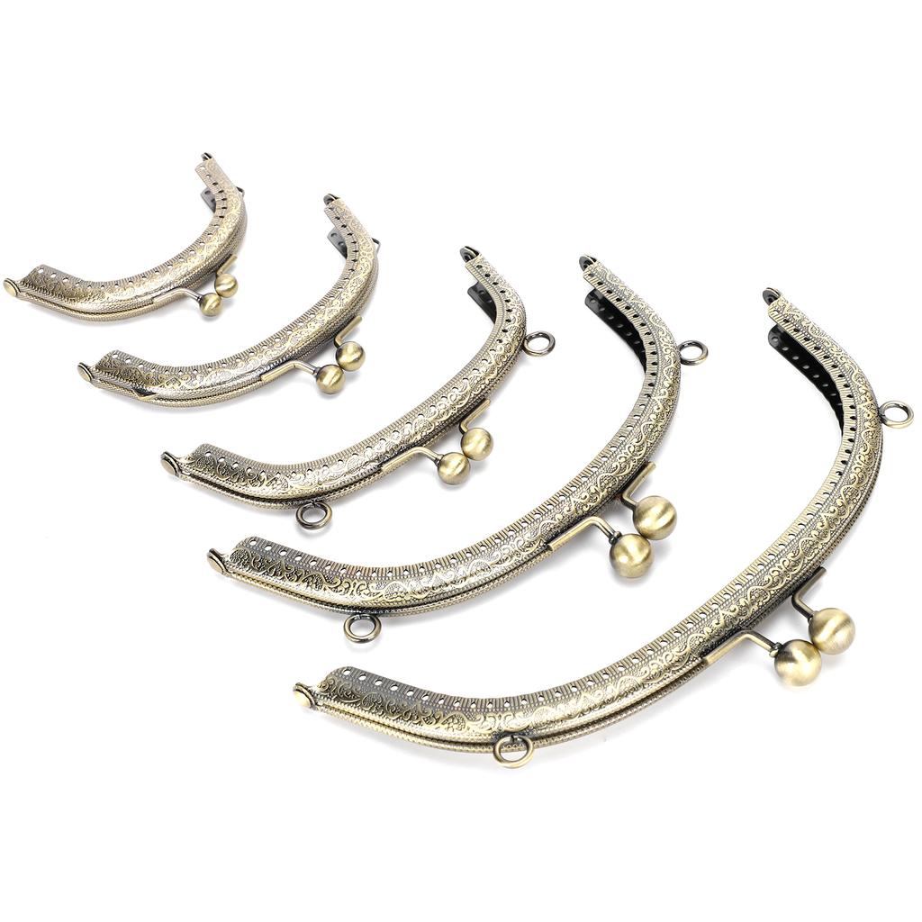 5Pcs Metal Purse Frame Antique Brass Embossed Arc Thickening DIY Accessories 8.5cm~20.5cm