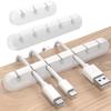 SOULWIT 3-Cable Cable Holder, Cable Clips for Lightning Cables, USB Cables, Charging Cables, Headphone Cables, Mouse Cables, Keyboard Cables, and