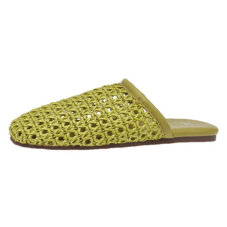 Модная верхняя одежда французская полая дышащая плетеная сумка голова тапочки женские 2025 лето новая плоская подошва с юбкой сандалии