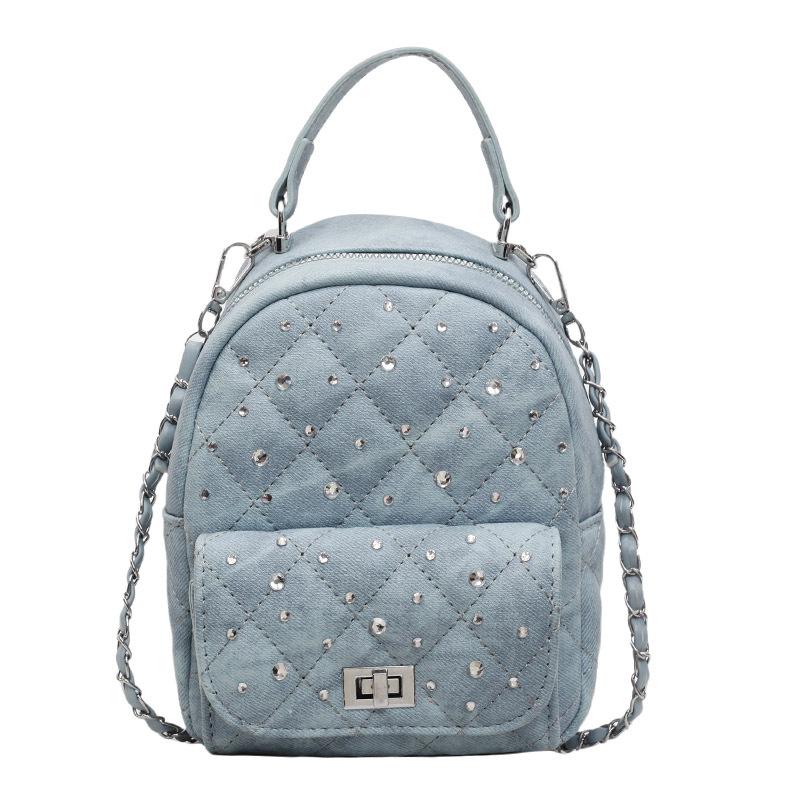 Новый мини-рюкзак для поездок на работу, женский, лето 2025, трендовый, в стиле маленького черного платья, с ромбовидной цепочкой, простой повседневный рюкзак на плечо