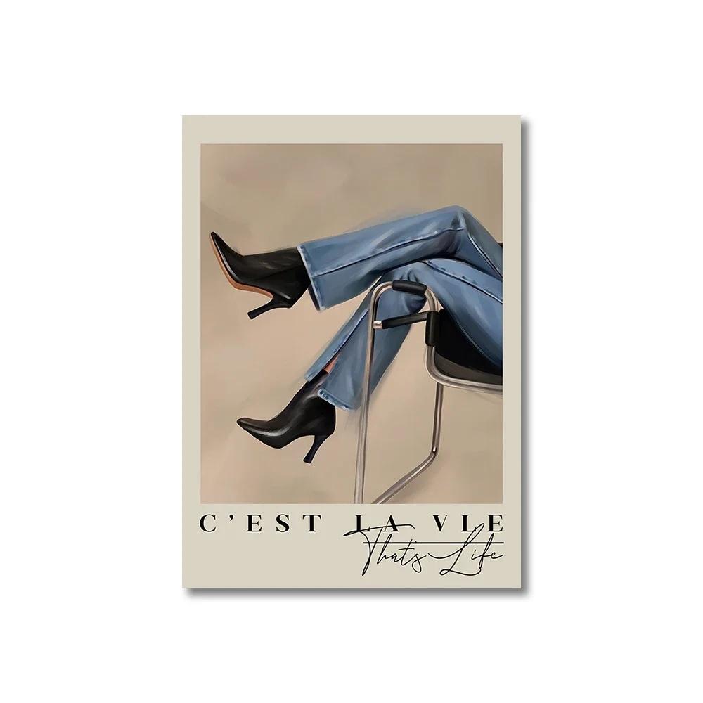 Vintage Pink Cartoon Print Canvas Posters Wall Art Poster Home Decor Canvas Print Painting Living Room Bedroom Decor Unframed