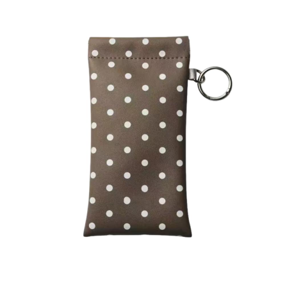 Portable Spring Auto-close Glasses Bag with Keyring Glasses Clip Leather Glasses Storage Bag Korean Style Shrapnel Snap Shut