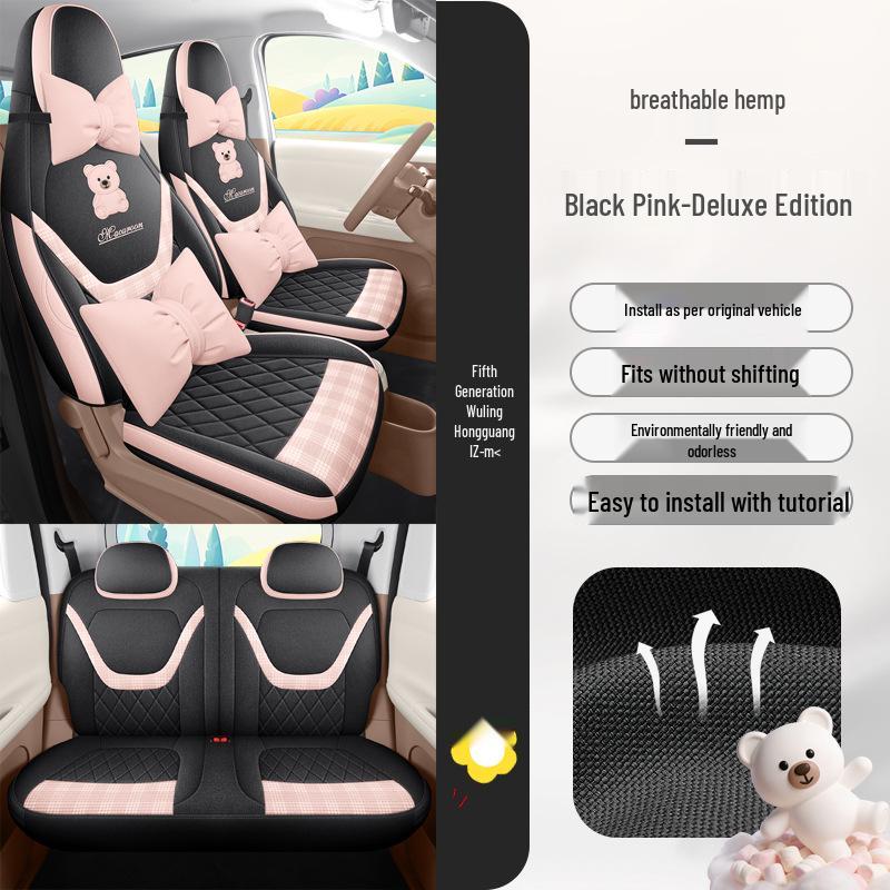 Breathable Cotton-Linen Car Seat Covers for 2026 Hongguang Mini (4-Door)