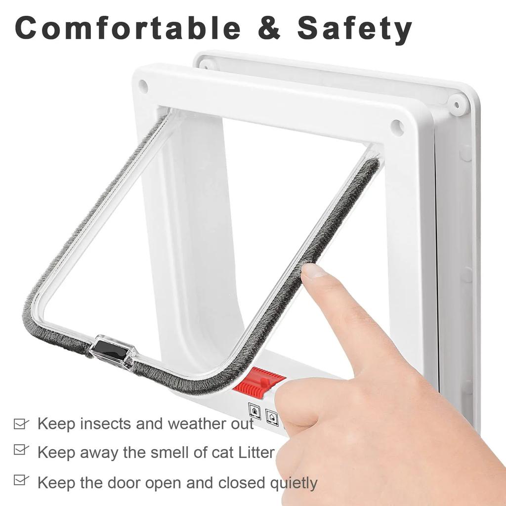 Weather Proof Cat Door 4 Way Locking for Cat Up To 20 Lbs for Interior Doors Cabinet Garage Doors 4 Sizes Pet Door