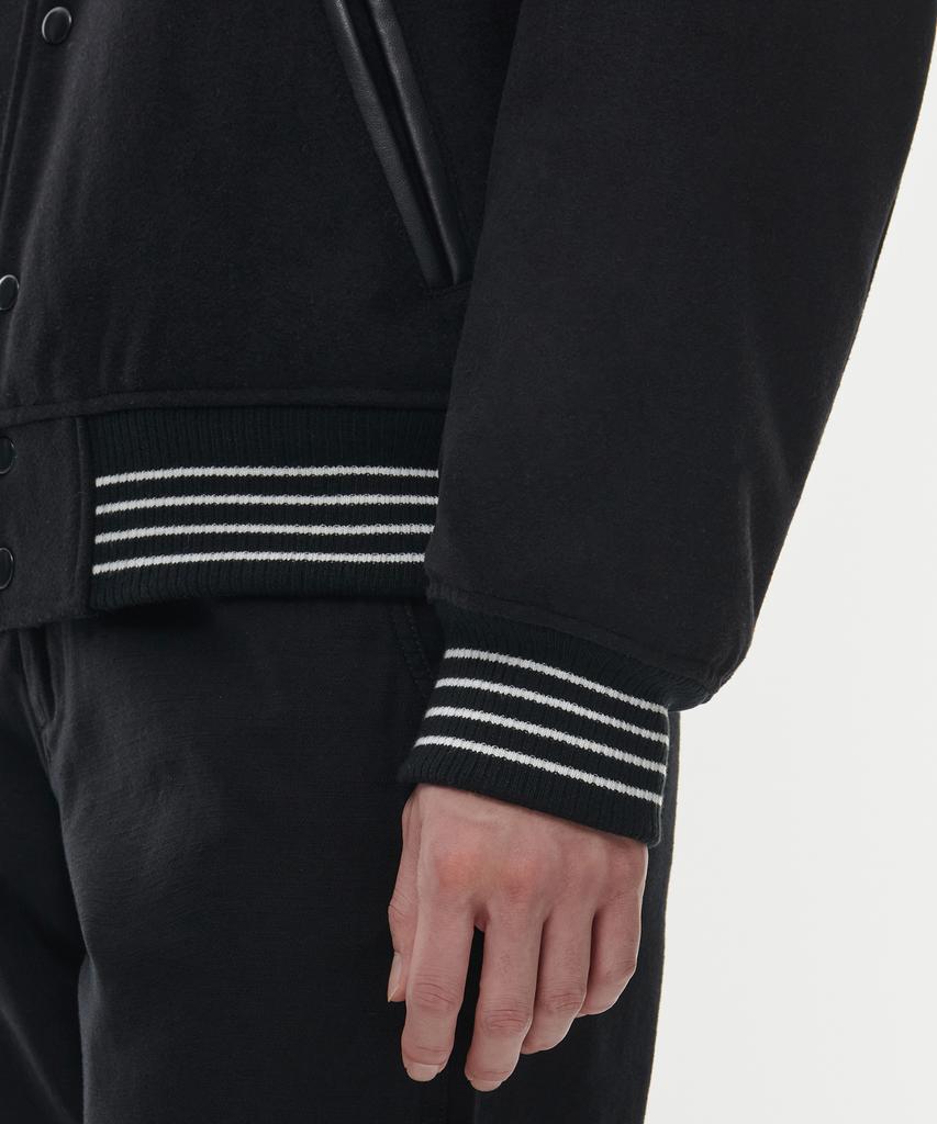 Musinsa Standard Wool Blend Collared Varsity Jacket [Black]