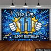 2D plane 11th birthday party backdrop cloth with cartoon style explosion of fists theme