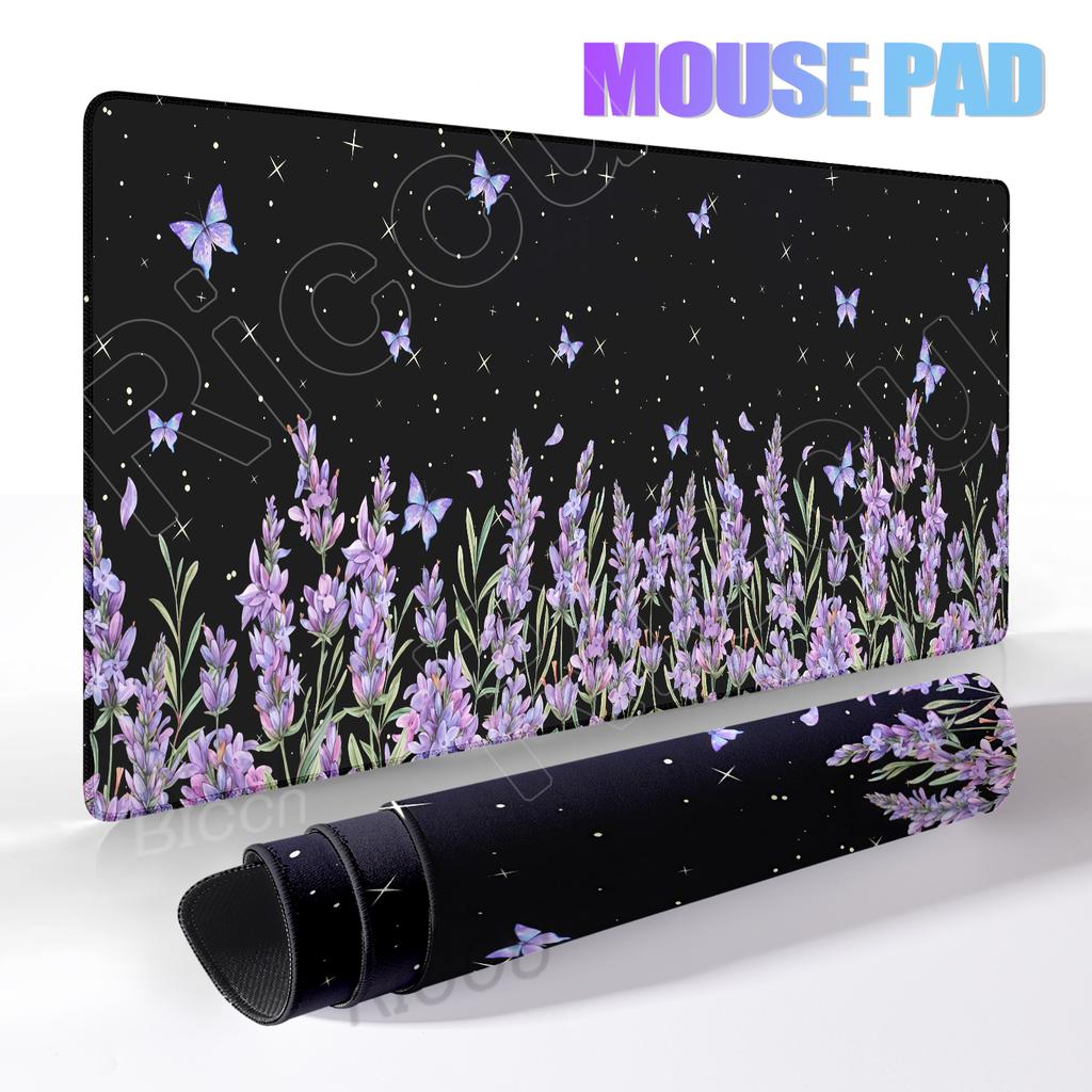 Lilac Butterfly Desk Mat Office Computer Mat Gaming Large Plants Aesthetics Mouse Pad Gamer Keyboard Xxl Mat Desks Accessories