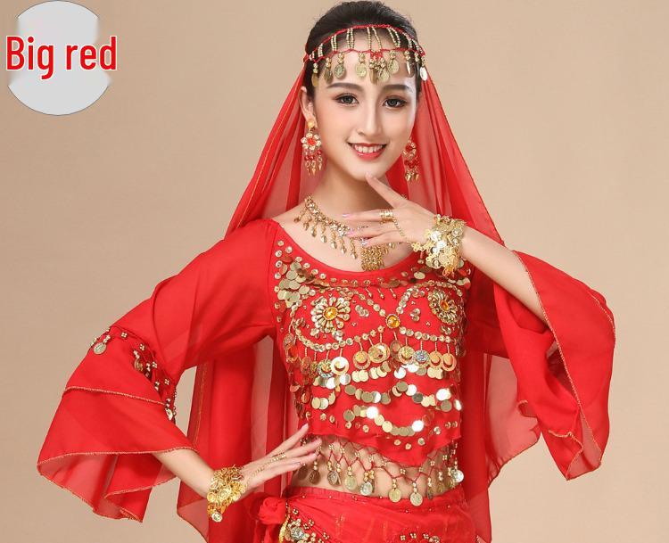 Костюм для танца живота для женщин - Этнический набор для выступлений с юбкой с рукавами-колокольчиками