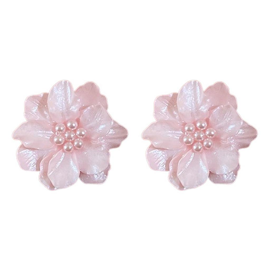 Elegant Pearls Flower Stud Earrings for Women Floral Shaped Ear Rings Accessories Fashion Jewelry for Daily Commute