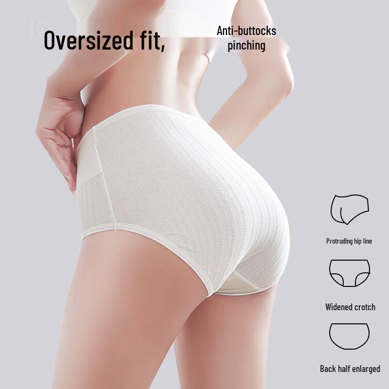 Women's Plus Size High-Waist Antibacterial Cotton Briefs