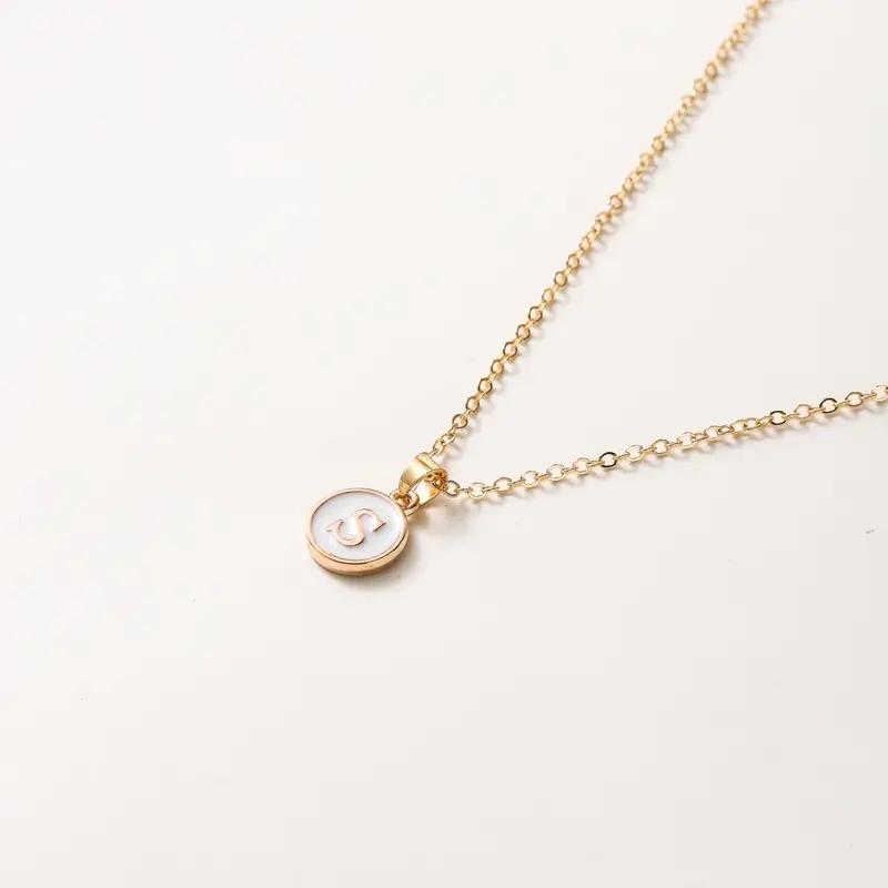 1pc Women Elegant and Exquisite O-chain 26 Letter Necklace Pendant, Golden Minimalist Necklace