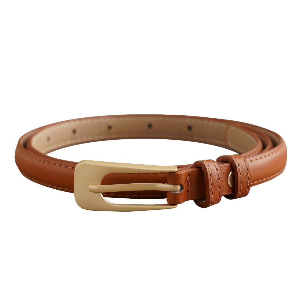 Zinc Zinc Alloy PU Leather Waistband Adjustable Thin Waist Belt Simple Thin Belt  Jeans