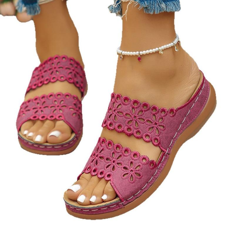 Туфли с вырезами Тапочки на одно плечо Повседневные шлепанцы на толстой подошве и танкетке