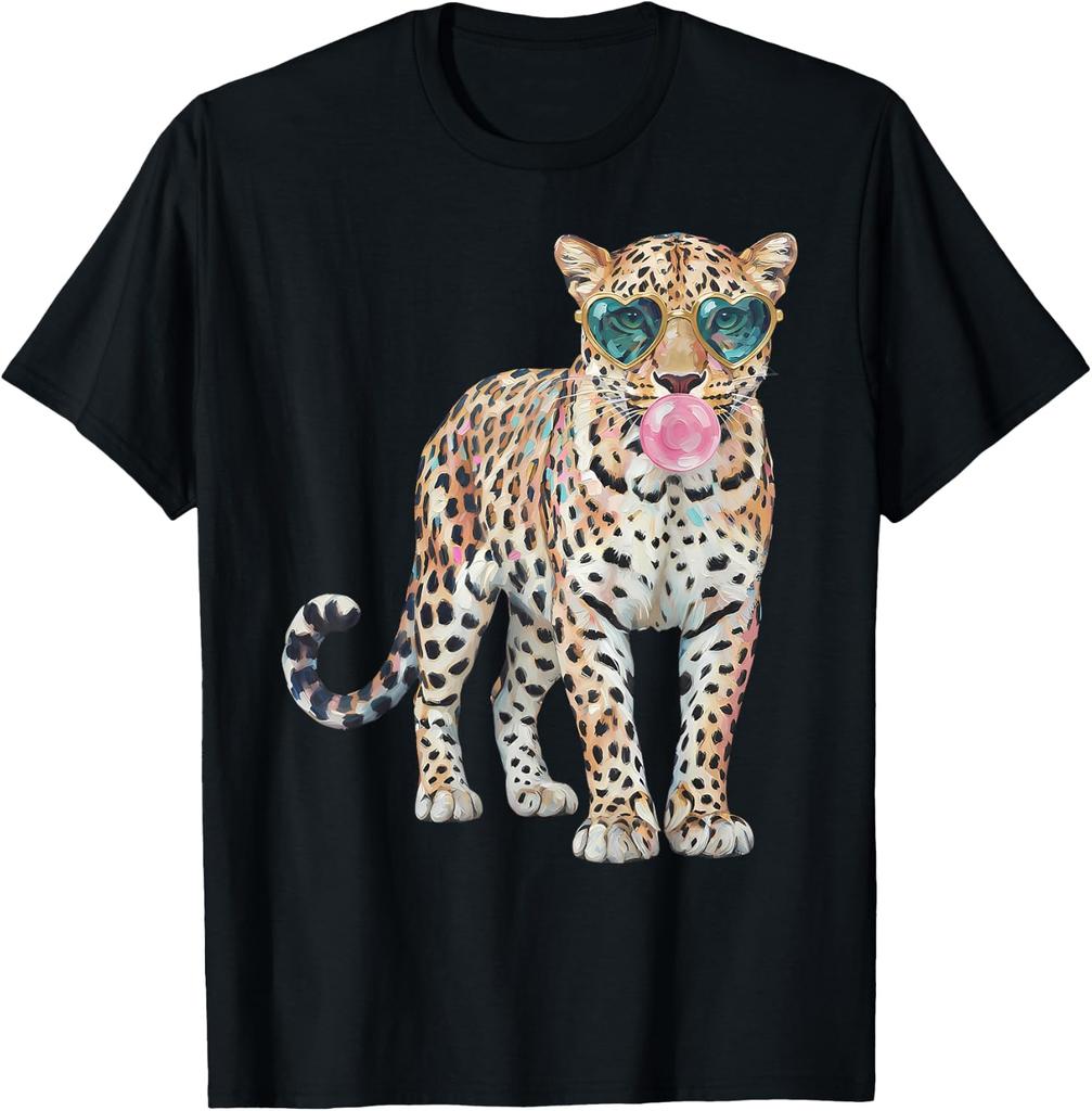Leopard Bubblegum Sunglasses Funny Animal Teen T-Shirt Unisex