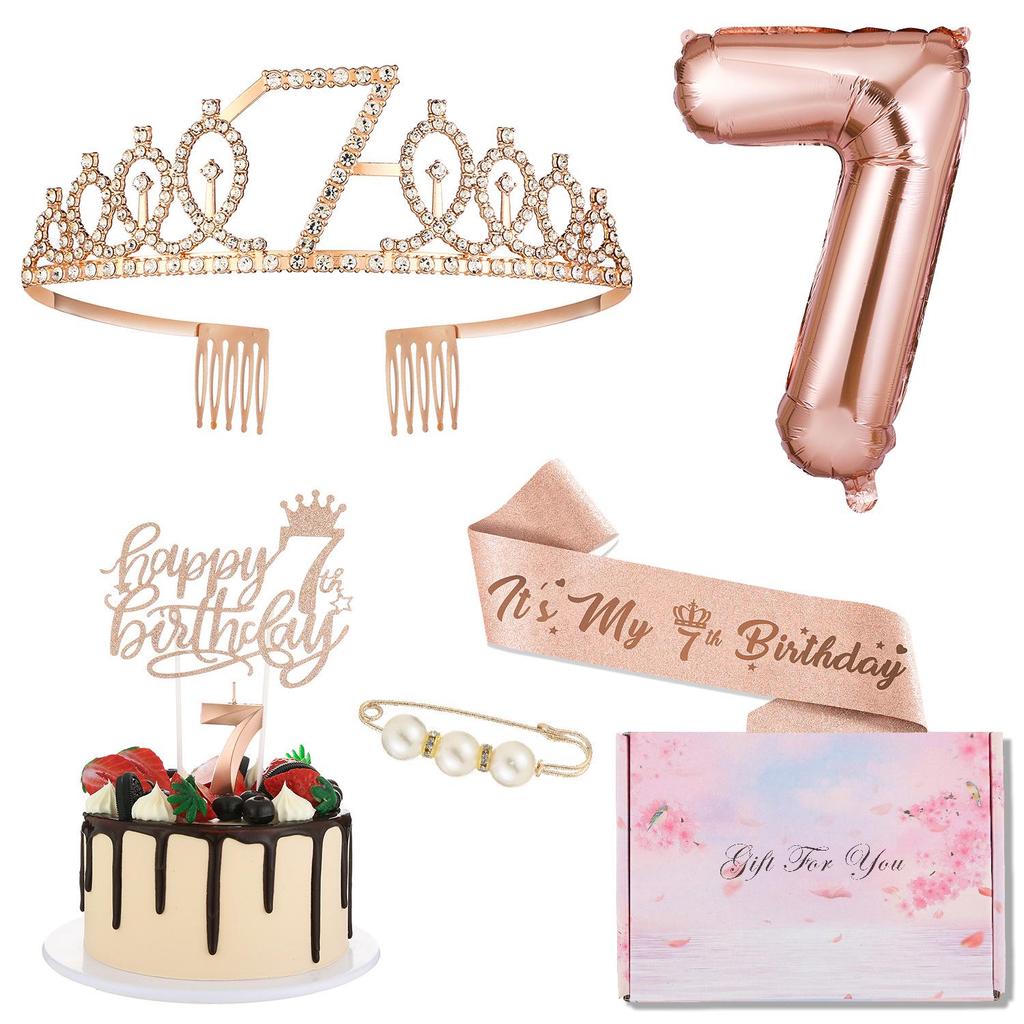 Children's Birthday Party Set: Crown, Balloons, Candles, Cake Toppers for Ages 1-4