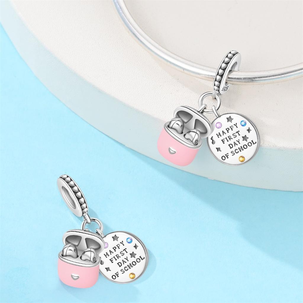 Copper Rubik'S Cube Pet Cat Charm Pink Cz Beads Dangle Pendant Fit Original Charms Bracelets Women Diy Jewelry Gift
