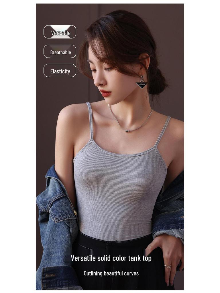 Женская майка-борцовка на тонких бретелях большого размера - Бесшовная майка без рукавов с защитой от просвечивания