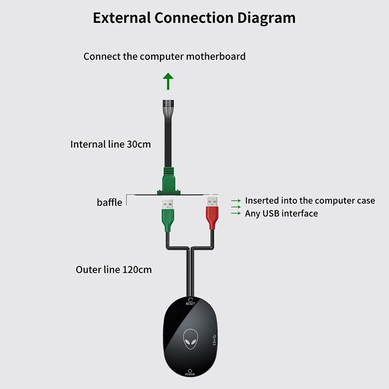 Компьютерный настольный переключатель светодиодные фонари материнская плата ПК внешний пуск кнопка питания удлинитель кабель для домашнего офиса 2.0 Usb адаптер