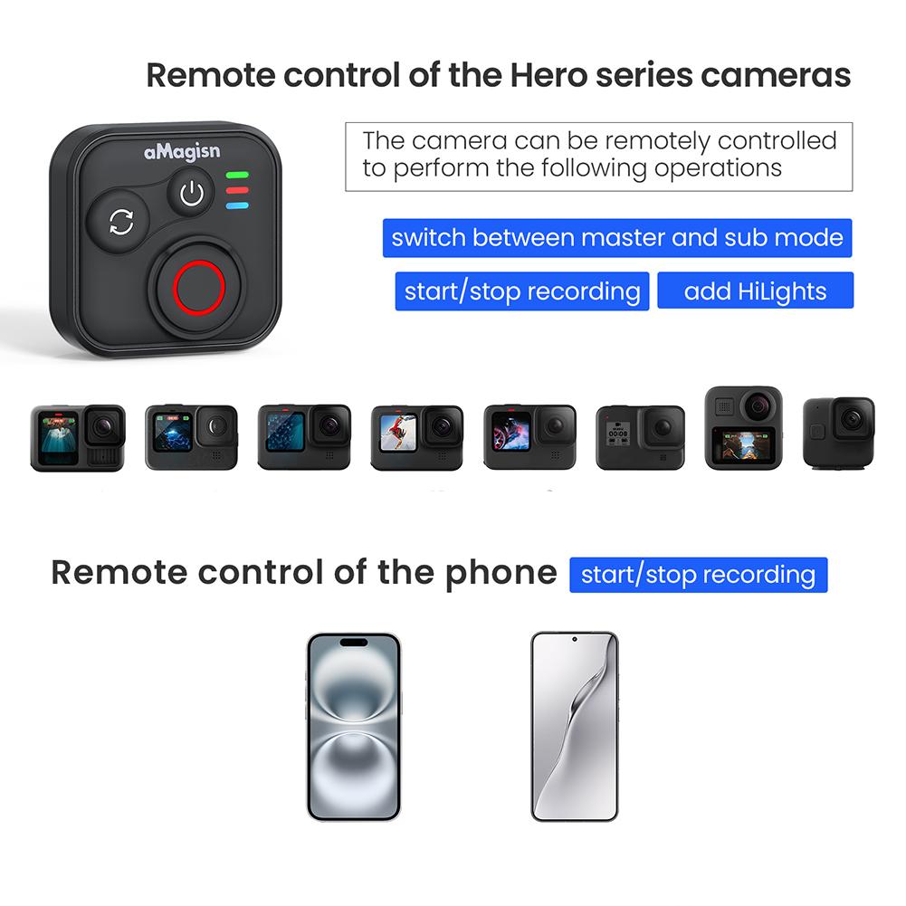 Беспроводной Bluetooth пульт дистанционного управления для Insta360 X5/X4/Ace Pro 2/Ace Pro/Go 3S, контроллер съемки для камеры Gopro Hero 13 12, Аксессуар