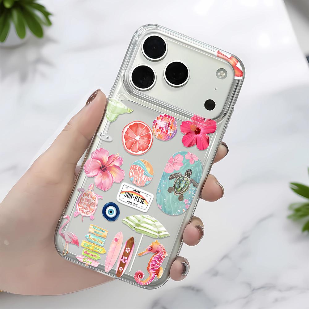 Летний Цветок Океана Чехол для Телефона Для iPhone 17 16 15 11 12 14 13 Pro Max Mini X XS XR 7 Plus 16E Air Ударопрочный Прозрачный Чехол