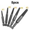 5 шт., набор направляющих для центральных сверл для извлечения винтов, съемник сломанных поврежденных болтов, шестигранный хвостовик и гаечный ключ для сломанного ручного инструмента