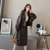 Ladies Spring and Autumn Solid Color Loose PU Jacket Short Lapel Long-sleeved Jacket