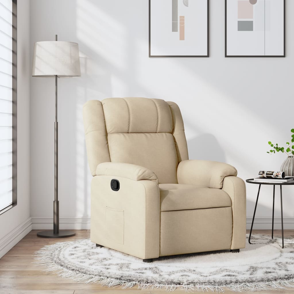 Recliner Chair Cream Colored Fabric