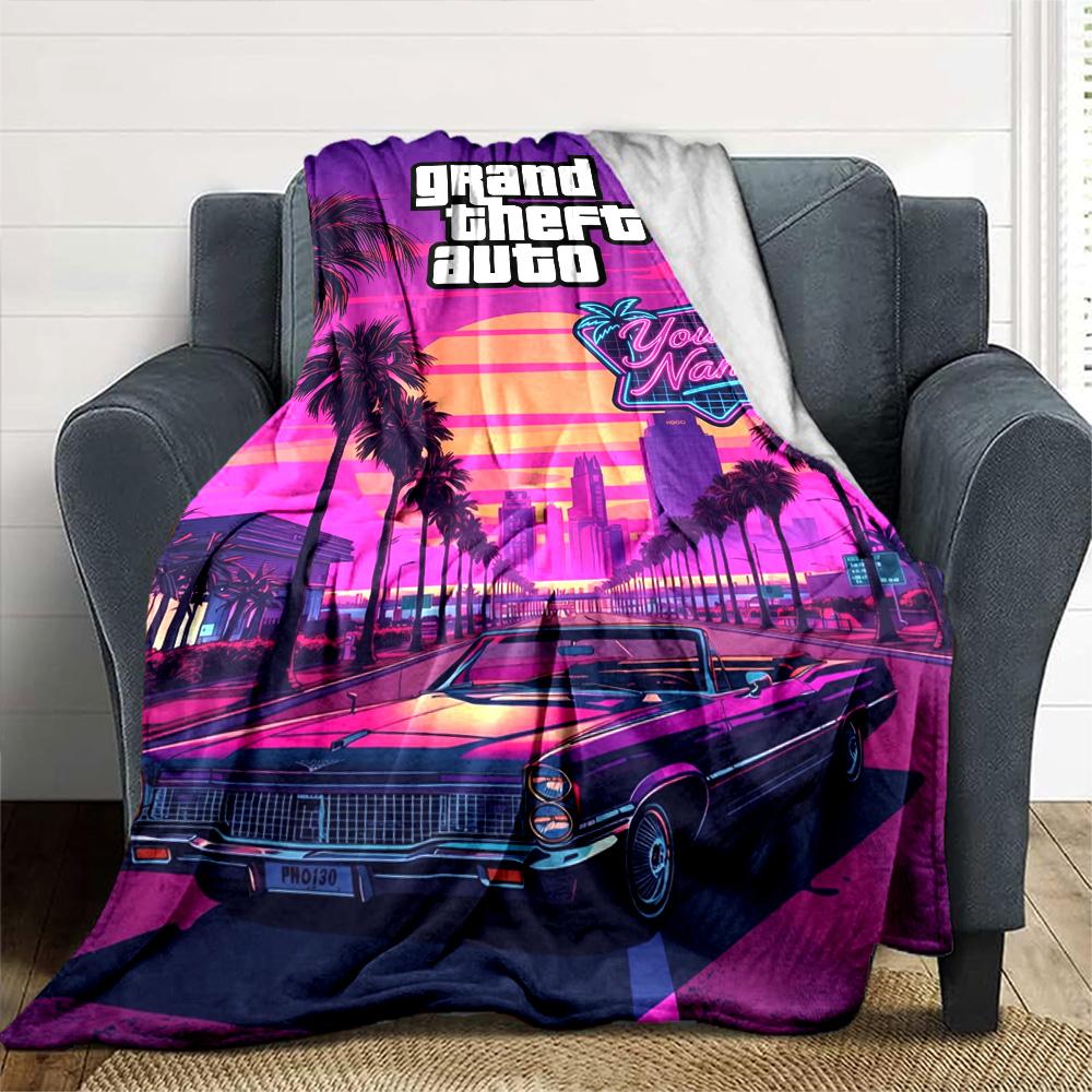 Grand Theft Auto Customize Text Blanket Lightweight Personalized Blanket Comfortable Suitable for Office Livingroom Nap Sofa Four Seasons Universal